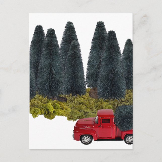 Vintage Lastbil med Julgran Vykort (Framsida)