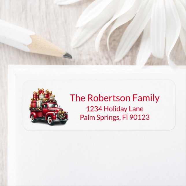 Vintage Lastbil Presenter Red Returadress Etikett (Insitu)