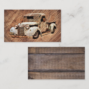 Vintage Lastbil Rustic Wood Visitkort
