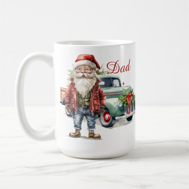 Vintage Lastbil Santa Festive Mugg (Vänster)