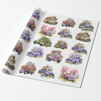 Vintage lastbilar Wrapping Papper Presentpapper