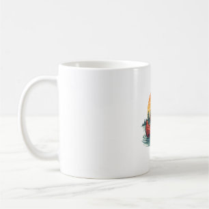 Vintage Lat Canoe Solnedgång Retro Wildlife Art 2 Kaffemugg
