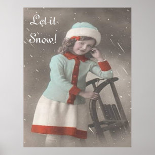 Vintage Låt det snöa flicka i Candy cane Dress Poster