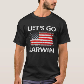 Vintage Låt oss Go Darwin USA flagga Funny Sarcast T Shirt