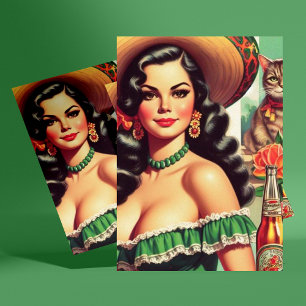 Vintage Latina Illustration Vykort