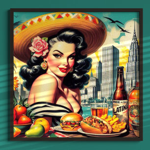 Vintage Latina-målning Poster