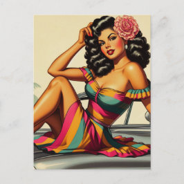 Vintage Latina Pin Up-illustration Vykort