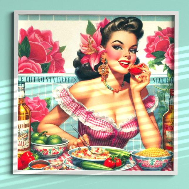 Vintage Latina Pin-Up-målning Poster (Skapare uppladdad)
