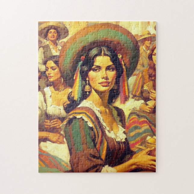 Vintage Latina Woman Painting Pussel (Vertikal)