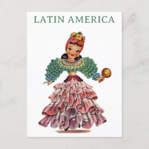 Vintage Latinamerika Voman Travel Vykort
