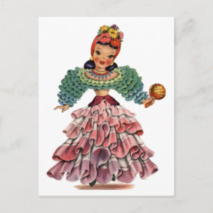 Vintage Latinancer Traditionell klänning Postcard Vykort