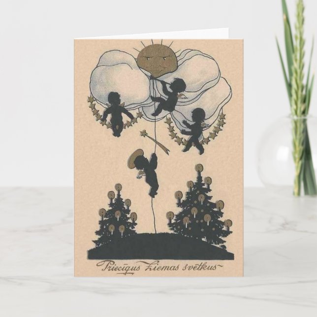 Vintage Latinska julhälsningskort Helgkort (Framsida)