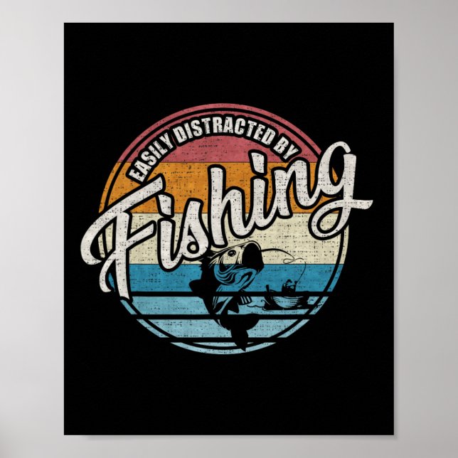 Vintage Lätt Distraherad Av Fiske  Poster (Framsidan)