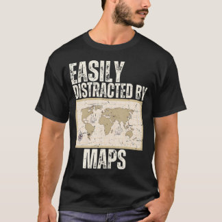 Vintage Lätt Distraherad Av Kartor - Rolig Geograf T Shirt