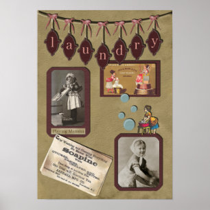 Vintage Laundry Scrapbook Print Poster