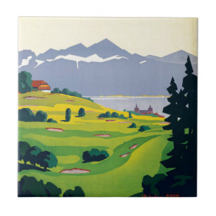 Vintage Lausanne Schweiz Golf Travel Kakelplatta