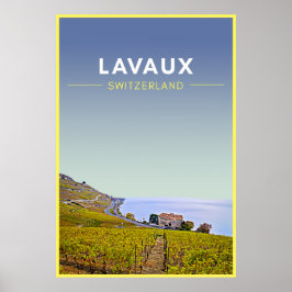 Vintage Lavaux Vineyards Schweiz Travel Poster