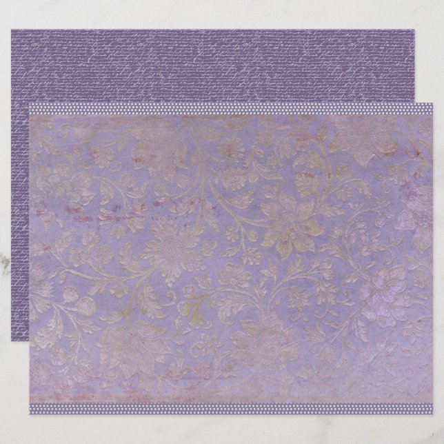 Vintage Lavendel Pappersark för Journal (Fram/baksida)