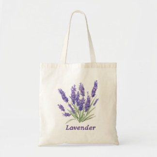 Vintage Lavendel Vattenfärg Bouquet - Tygkasse