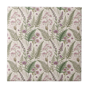 Vintage Lavendel & Wildflower Cottagecore Mönster Kakelplatta