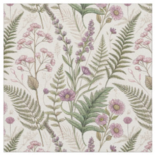 Vintage Lavendel & Wildflower Cottagecore Mönster Tyg