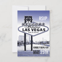 Vintage Lavendelblå Las Vegas Bröllop RSVP