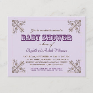 Vintage Lavender Baby Shower-inbjudan Inbjudningar