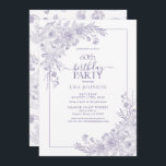 Vintage Lavender Blommigt Line Art 60:e födelsedag Inbjudningar<br><div class="desc">Fira en milstolpe i stil med vår Vintage Lavender Blommigt Line Art 60:e födelsedagsinbjudan. Den här inbjudan anger tonen för din speciella dag, från handskriven kalligrafi till vintagens hörnarrangemang i lavender för elegant. Med det matchande blommönstret på baksidan av varje kort är alla säkra på att detta är en händelse...</div>