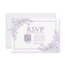 Vintage Lavender Blommigt Line Art QR-kodOSA