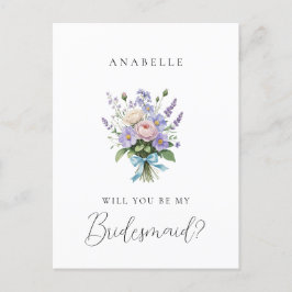 Vintage Lavender Bouquet Bridesmaid Frieri Vykort