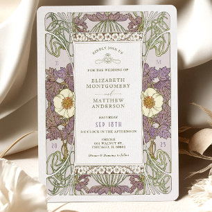 Vintage Lavender bröllopsinbjudan Art nouveau Inbjudningar