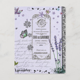 Vintage Lavender Collage Vykort