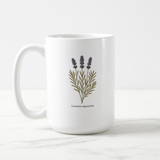 Vintage Lavender Flower Illustration Kaffemugg (Vänster)
