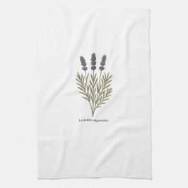 Vintage Lavender Flower Illustration Kökshandduk