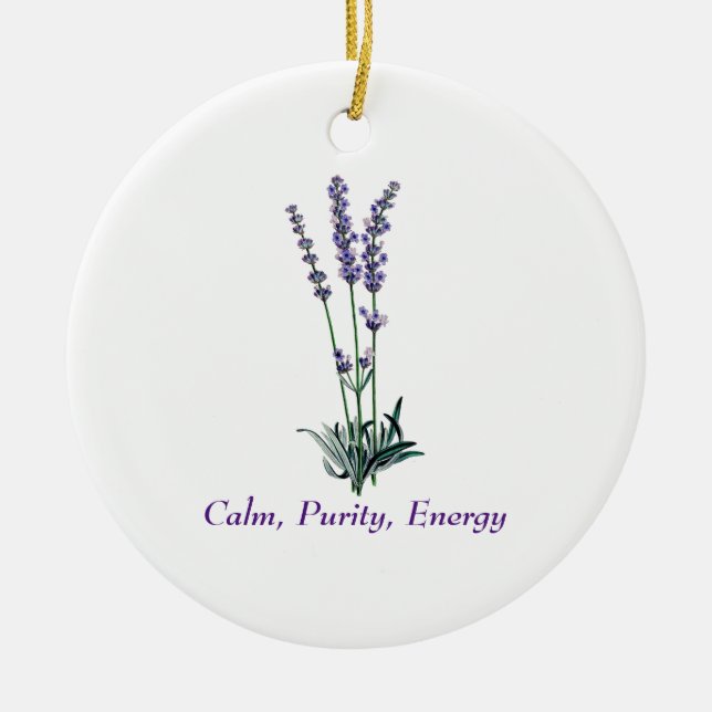 Vintage Lavender Flower Julgransprydnad Keramik (Framsidan)