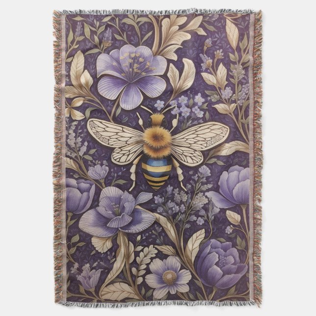 Vintage Lavender Flowers Humla Lila Natature Filt (Framsidan Vertikal)