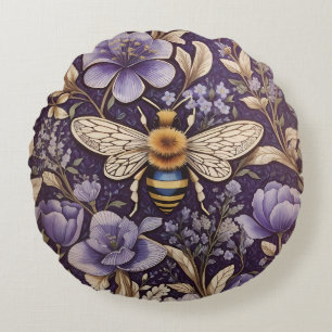Vintage Lavender Flowers Humla Lila Natature Rund Kudde