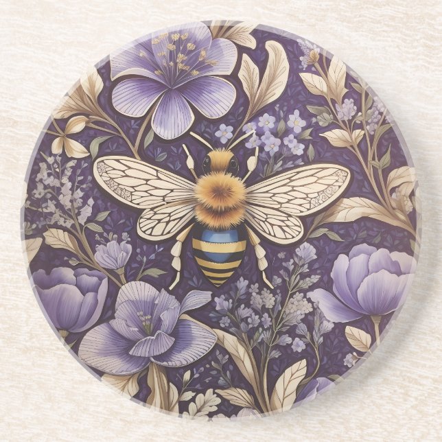 Vintage Lavender Flowers Humla Lila Natature Underlägg (Framsidan)