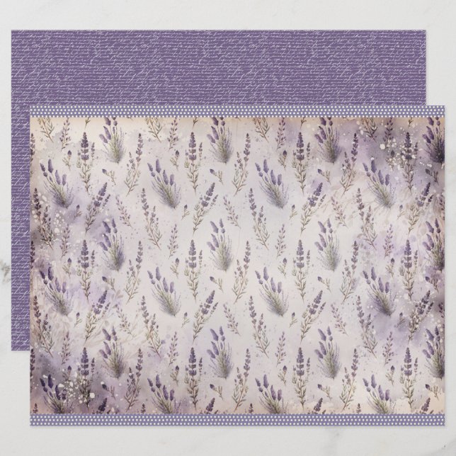 Vintage Lavender Journal Paper Sheet (Fram/baksida)