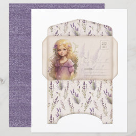 Vintage Lavender Journal Paper Sheet