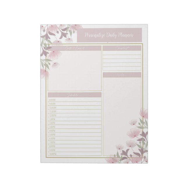 Vintage Lavender Mauve Flowers Blommigt Planner Anteckningsblock (Roterad)