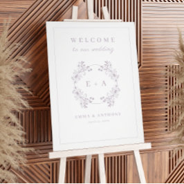 Vintage Lavender Monogram Bröllop Välkomsttecken Fototryck