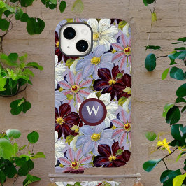Vintage Lavender och Burgundy Watercolor Clematis
