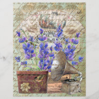 Vintage Lavender Snöre Fläkt Hat box Gramophone