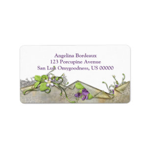 Vintage Lavender Sweet Peas Adressetikett
