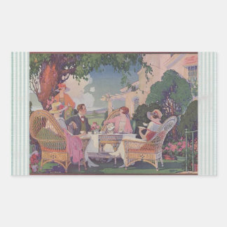 Vintage Lawn Gathering Rectangle Stickers Rektangulärt Klistermärke