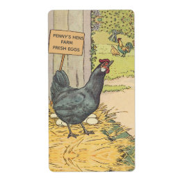 Vintage Lay Hen Farm Fresh Egg Carton Label Fraktsedel