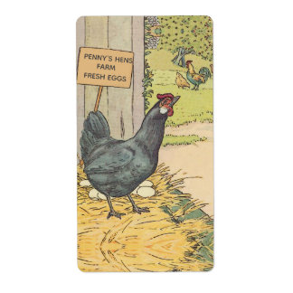 Vintage Lay Hen Farm Fresh Egg Carton Label Fraktsedel