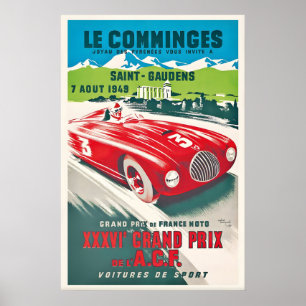 Vintage Le Comminges Bilracerbanaffisch Retro Fran Poster