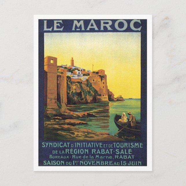 Vintage Le Maroc Marocko Vykort (Framsida)